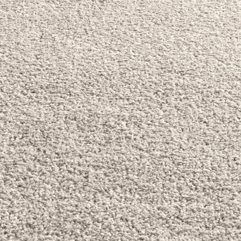 Kurzflor Teppich Designer | Flauschiger Flachflor fürs Wohnzimmer, Esszimmer, Schlafzimmer oder Kinderzimmer | Creme Rund